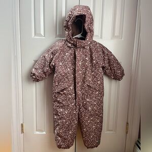 Toddler (2yr) Insulated Hooded Snow Suit - Mauve Floral/Bird design